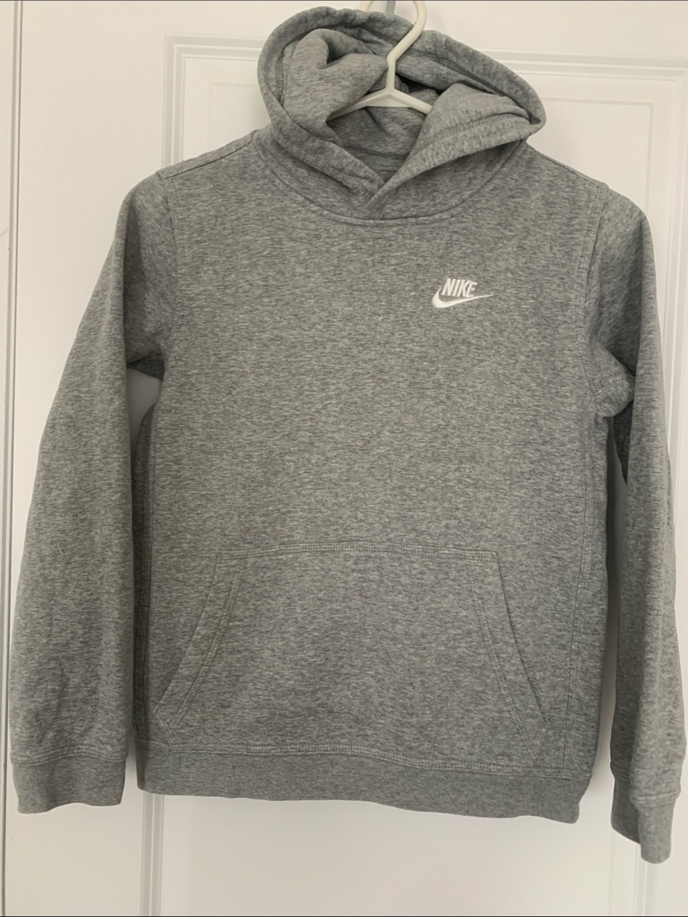 Nike Heather Gray Kids Hoodie with White Swoosh